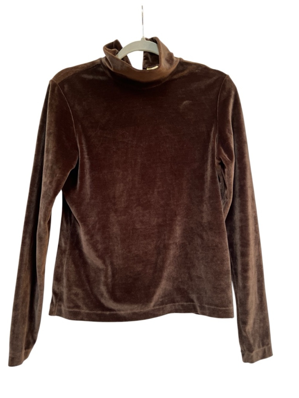 Limited America Y2K chocolate brown velvet zip turtleneck, top size medium